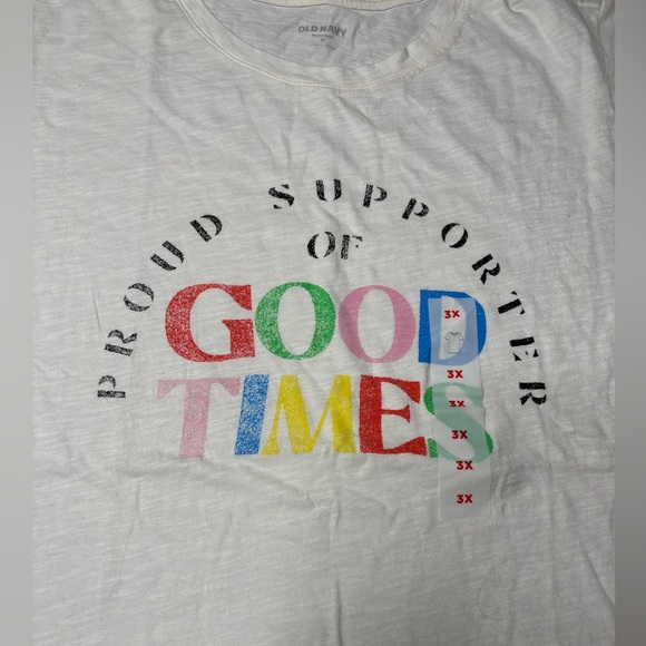 Old Navy Size 3X Bone Color Graphic Short Sleeve Womens Top - Picture 7 of 11